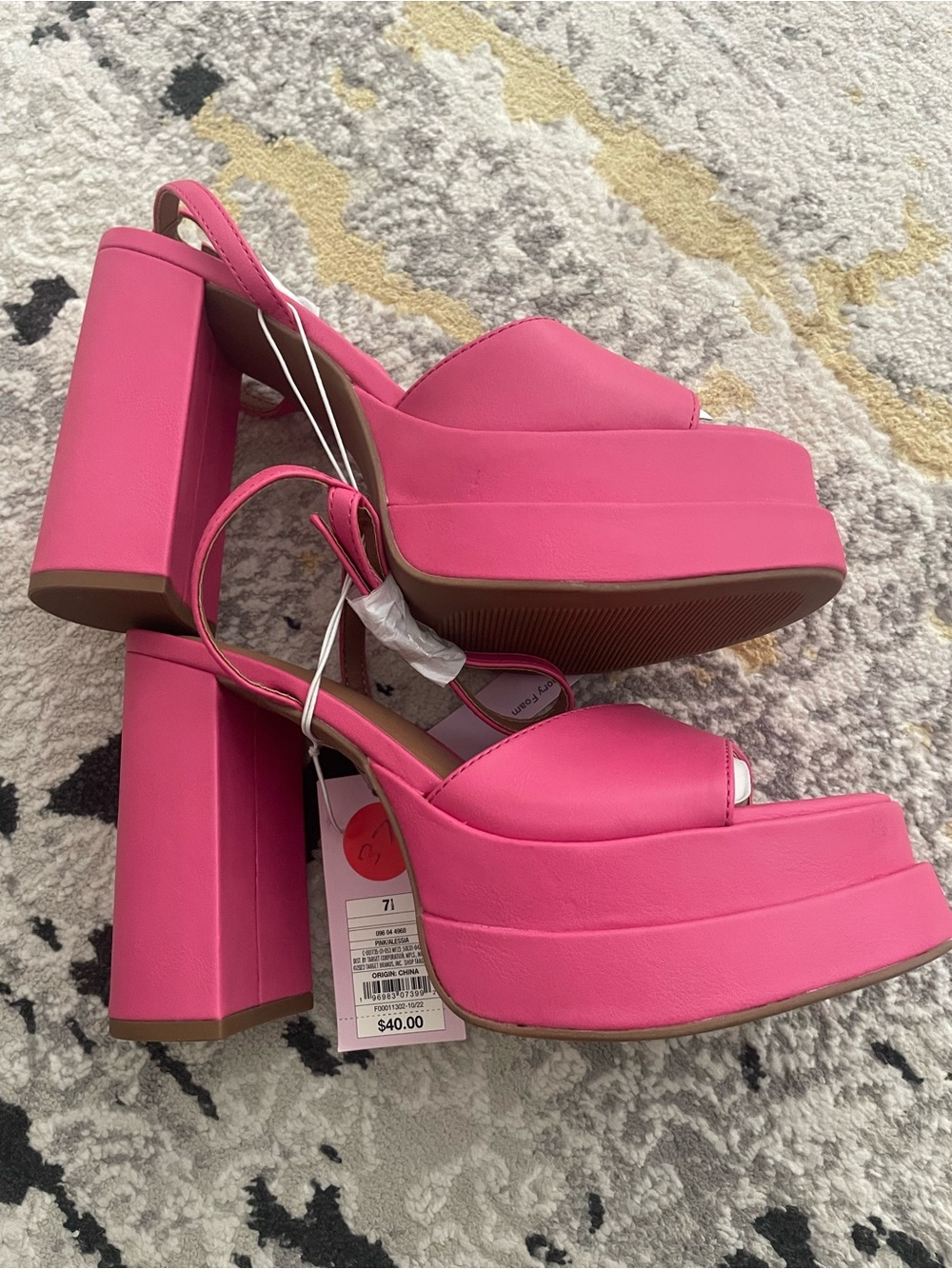 wild fable Hot Pink Platform Block Heel Sandals